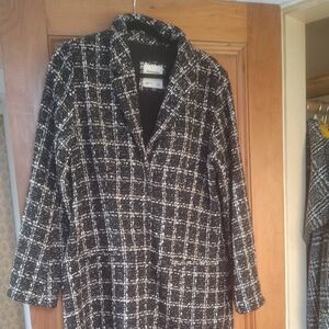 Women's Black and White Tweed Coat